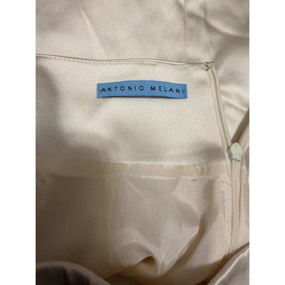 Antonio Melani Ivory Satin Pencil Skirt Zipper Back Women Size Petite - Picture 4 of 11